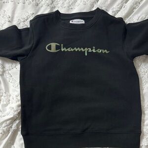 Champion Kids Black and Green Logo Sweatshirt